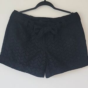 Express Black Eyelet Shorts. Belted bow at waist. Size 10 UEC